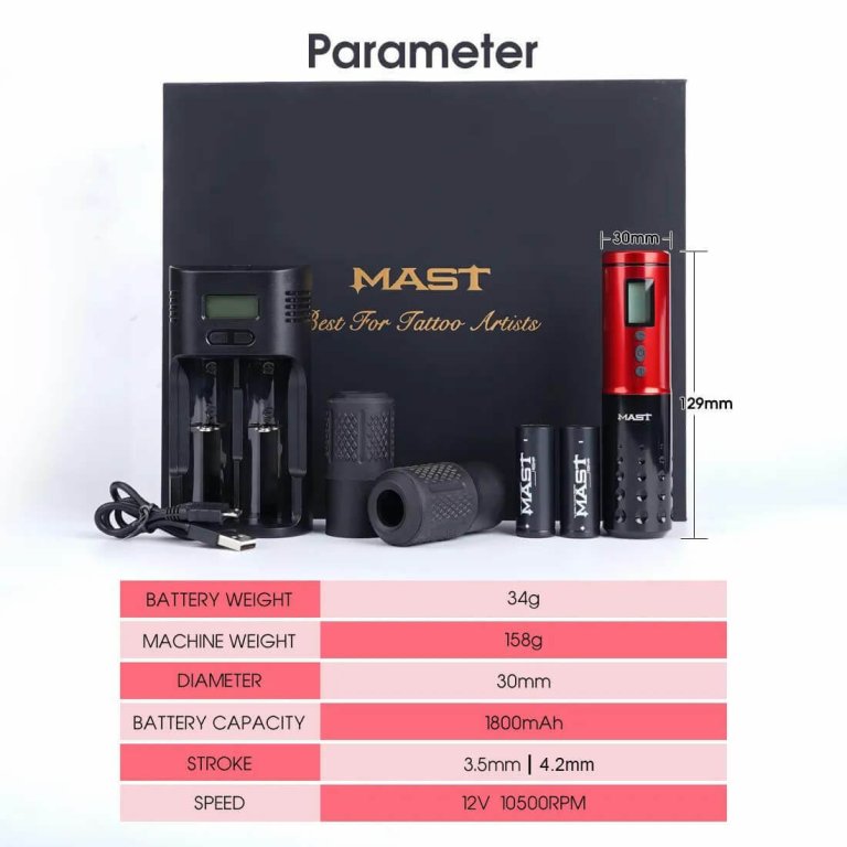 Dragonhawk Wireless Tattoo Machine Rotary Pen with 3.5MM/4.2MM Stroke Two Replaceable Batteries | Mast Lancer