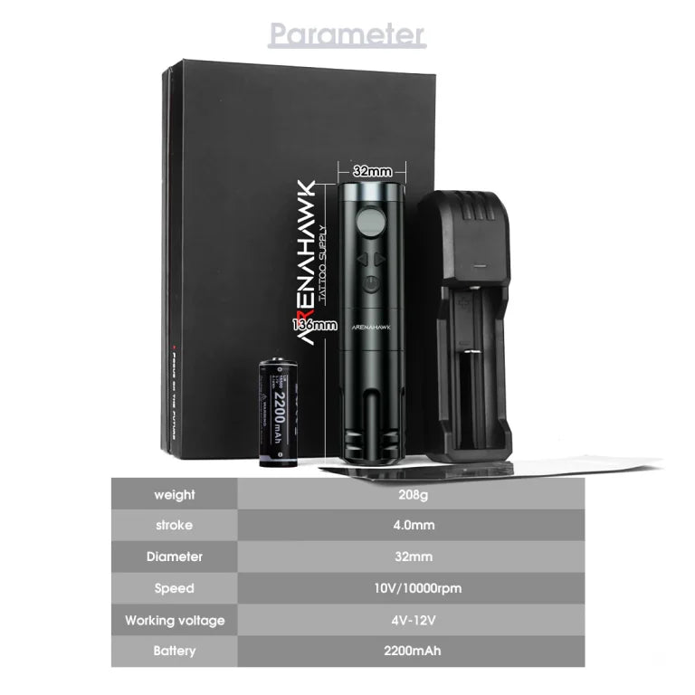 Wireless Tattoo Machine Rotary Pen A-Power 4.0mm Stroke Length | Arenahawk