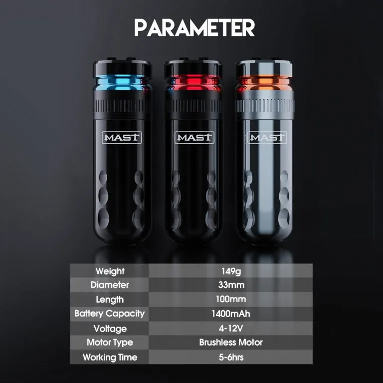 Wireless Tattoo Pen Machine with 4.0MM Strokes Two Replaceable Batteries | Mast Racer