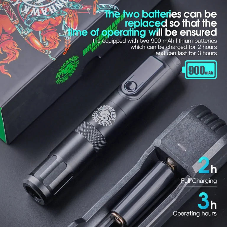 Dragonhawk Wireless Tattoo Machine Pen | X4