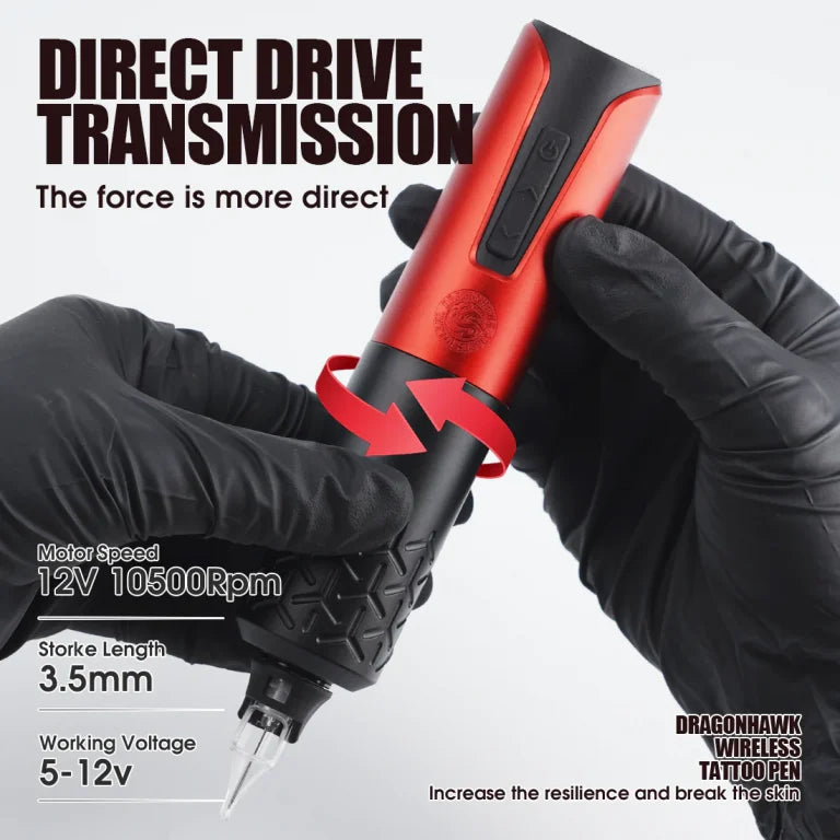 Dragonhawk Wireless Tattoo Machine Rotary Pen with Replaceable Batteries | Armor