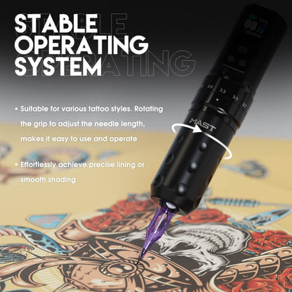 Dragonhawk Wireless Tattoo Pen Machine 2.4-4.2MM Strokes Length | Mast Fold 2 Pro (2 Batteries ver.)