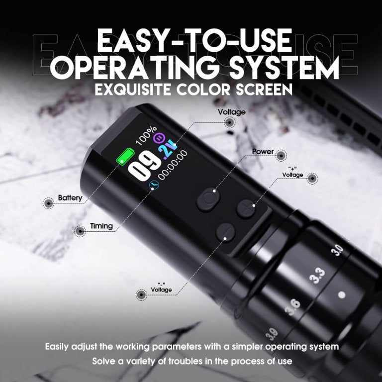 Dragonhawk Wireless Tattoo Pen Machine 2.4-4.2MM Strokes Length | Mast Fold 2 Pro (2 Batteries ver.)