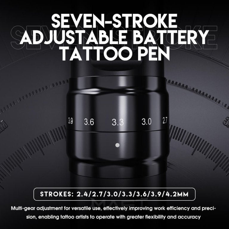 Dragonhawk Wireless Tattoo Pen Machine 2.4-4.2MM Strokes Length | Mast Fold 2 Pro (2 Batteries ver.)