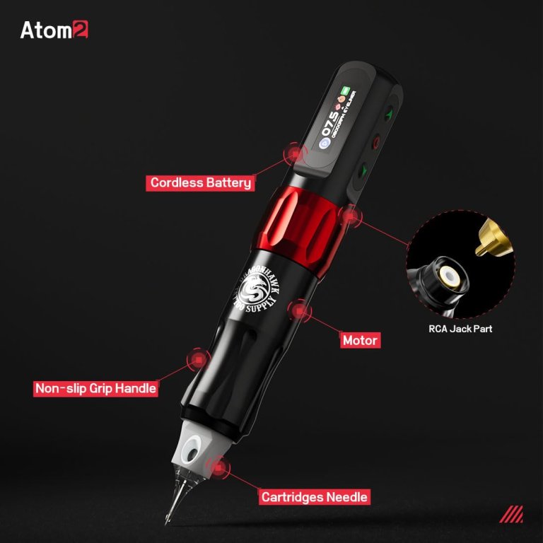 Dragonhawk Wireless Tattoo Pen Machine 2.8 MM Stroke | Atom 2