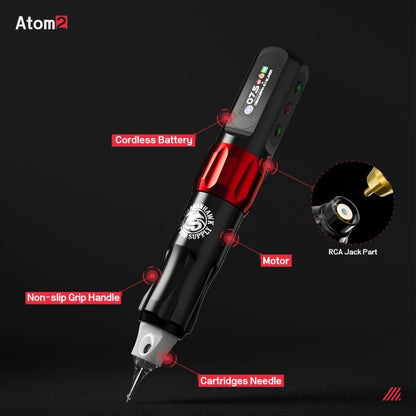 Dragonhawk Wireless Tattoo Pen Machine 2.8 MM Stroke | Atom 2