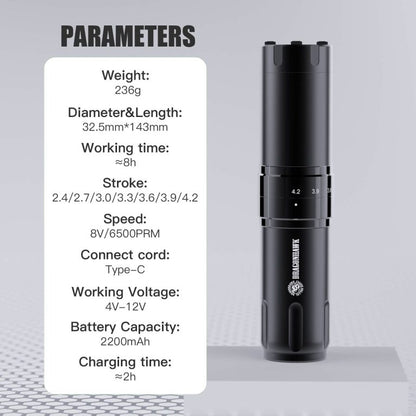Dragonhawk Wireless Tattoo Pen Machine 7 Strokes Length | L2 Pro