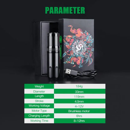 Dragonhawk Wireless Tattoo Pen Machine Brushless Motor with 4.0MM Strokes | X5