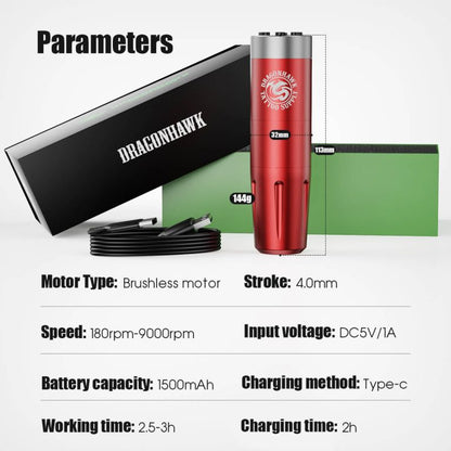 Dragonhawk Wireless Tattoo Pen Machine Frequency Adjustable | X8