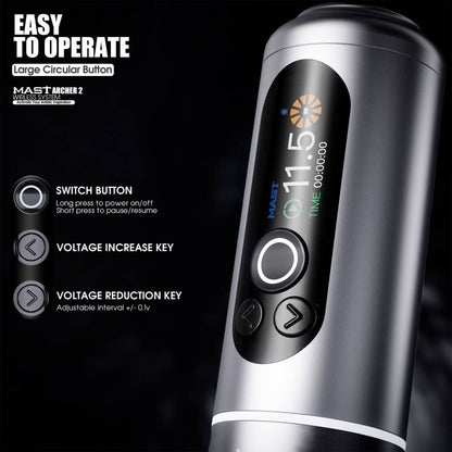 Dragonhawk Wireless Tattoo Pen Machine with 3.5MM Stroke Brushless Motor Color Screen | Mast Archer 2