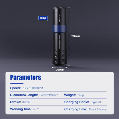 Dragonhawk Wireless Tattoo Pen Machine with 3.5MM Stroke | Mast A3