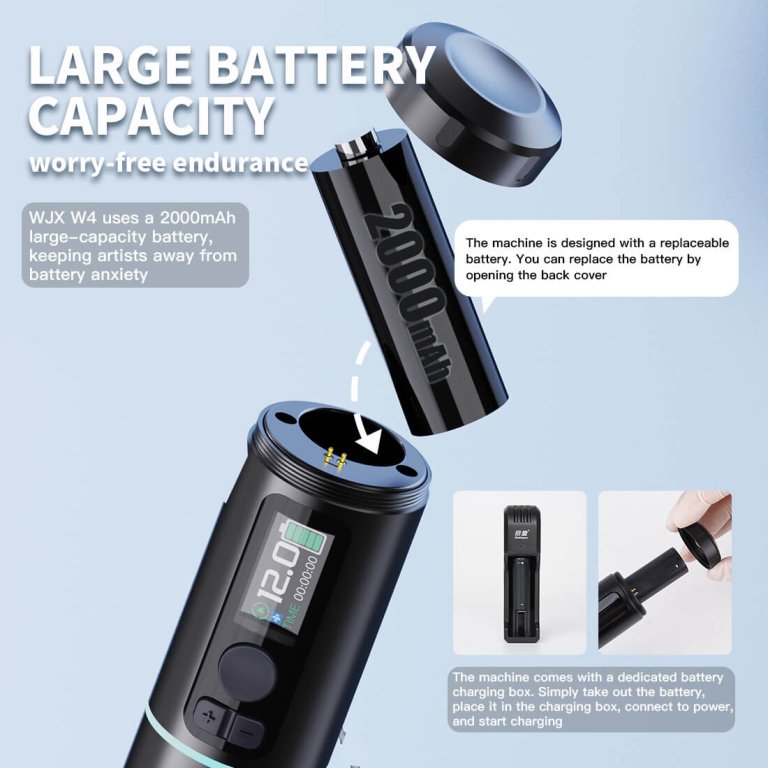 Dragonhawk Wireless Tattoo Pen Machine with 3.5MM Stroke Two Batteries | WJX W4