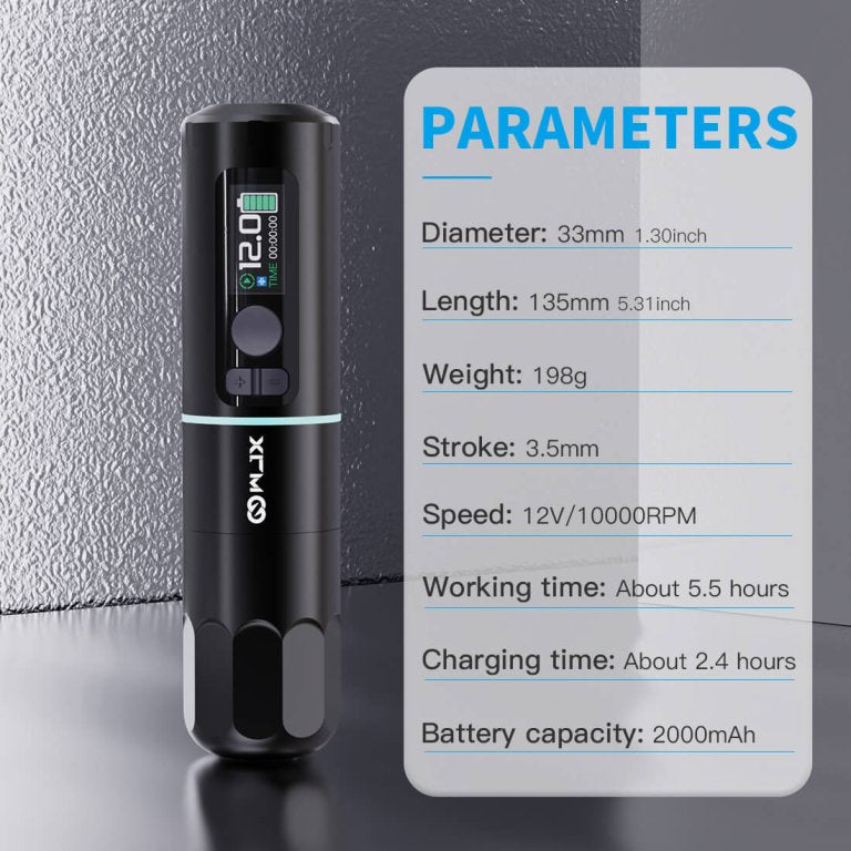 Dragonhawk Wireless Tattoo Pen Machine with 3.5MM Stroke Two Batteries | WJX W4