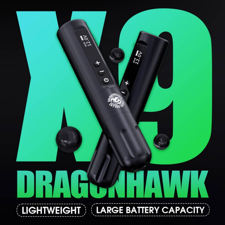 Dragonhawk Wireless Tattoo Pen Machine with 3.5MM stroke Mcore Brushless Motor 3400mAh | X9