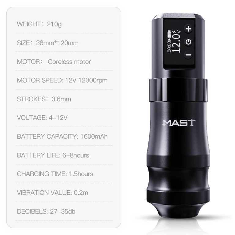 Dragonhawk Wireless Tattoo Pen Machine with 3.6MM Stroke Fast-Charging | Mast Mini