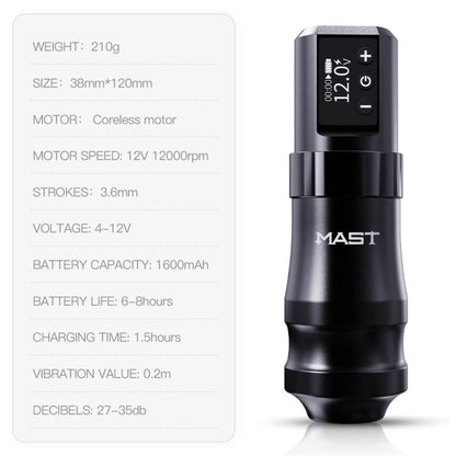 Dragonhawk Wireless Tattoo Pen Machine with 3.6MM Stroke Fast-Charging | Mast Mini
