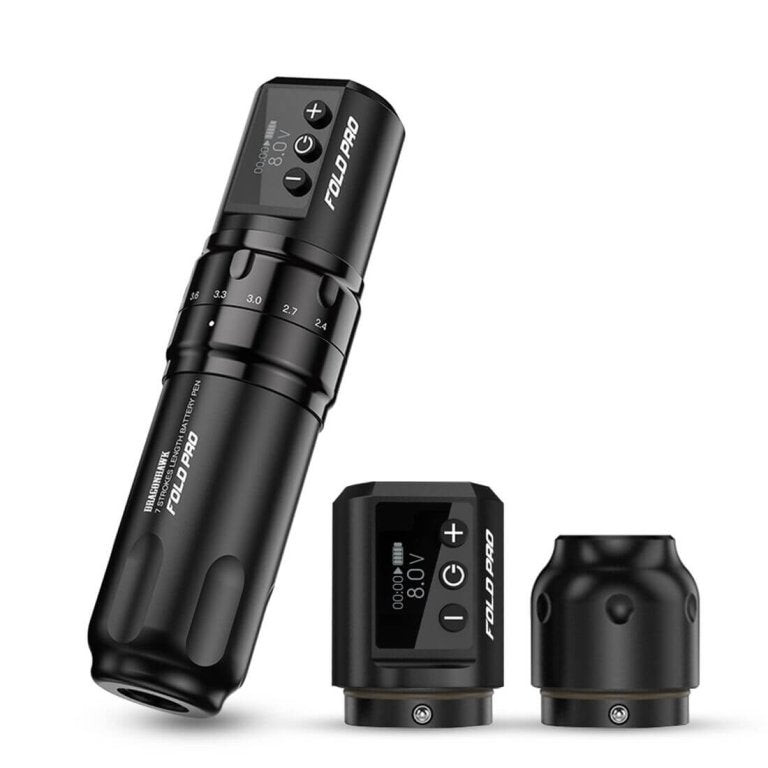 Dragonhawk Wireless Tattoo Pen Machine with 7 Stroke Lengths | Fold Pro (2 Batteries ver.)