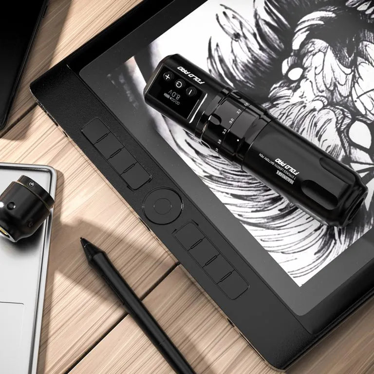 Dragonhawk Wireless Tattoo Pen Machine with 7 Stroke Lengths | Fold Pro (2 Batteries ver.)
