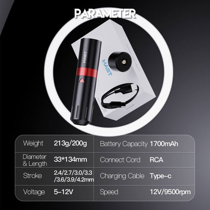 Dragonhawk Wireless Tattoo Pen Machine with 7 Strokes Rechangeable | Mast Flip 2