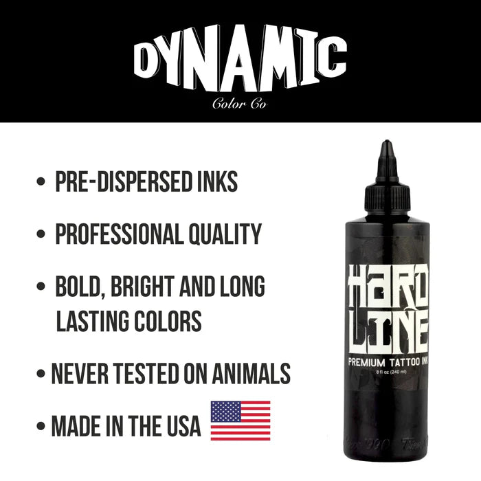 Dynamic Black Hardline Tattoo Ink — 8oz Bottle