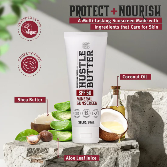 Hustle Butter Mineral Sunscreen Lotion — SPF 50 — Single or Case of 12