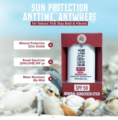 Hustle Butter Mineral Sunscreen Stick — SPF 50 — Single or Case of 12