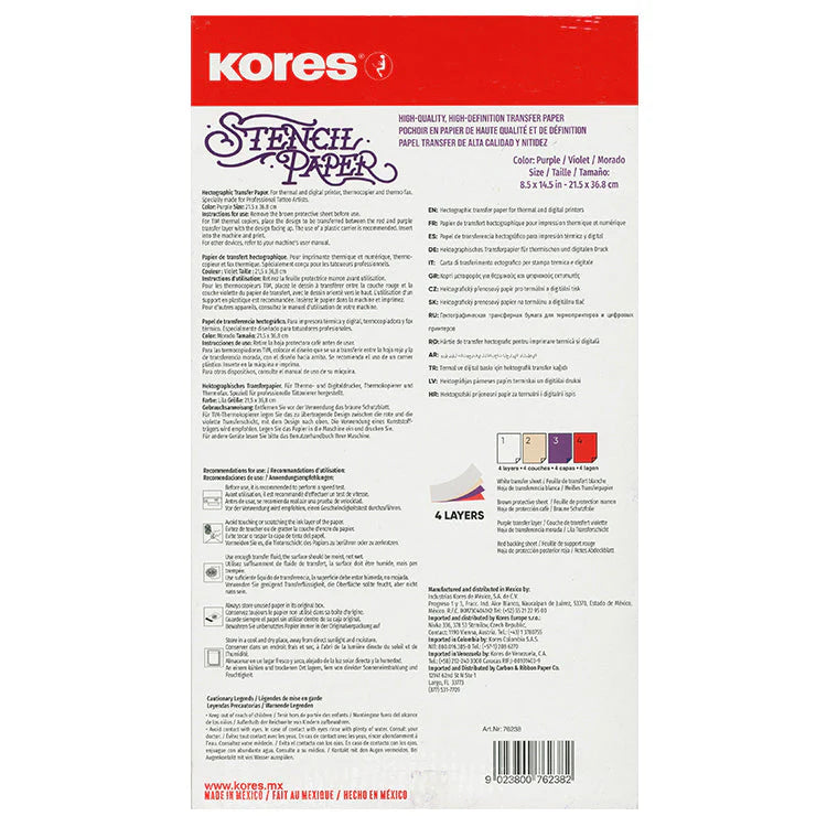 Kores Tattoo Stencil Transfer Paper — 100 Sheets — Pick Size