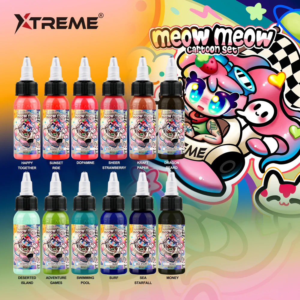 Meow Meow Cartoon Set | Signature Tattoo Ink Colors @ffpmiao