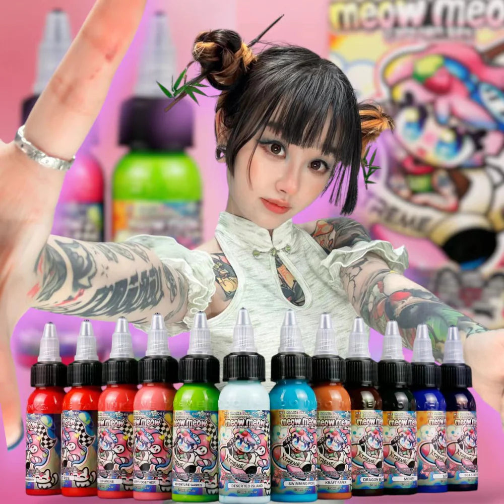 Meow Meow Cartoon Set | Signature Tattoo Ink Colors @ffpmiao