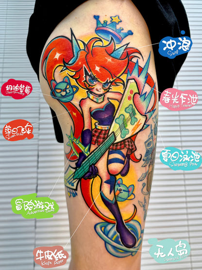 Meow Meow Cartoon Set | Signature Tattoo Ink Colors @ffpmiao
