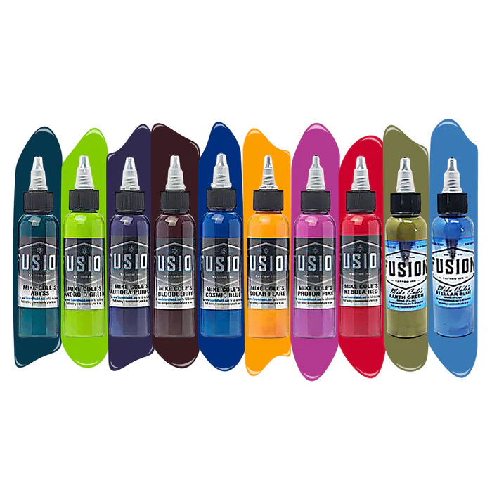 Mike Cole 10-Color Palette Signature Set — Fusion Tattoo Ink — 1oz