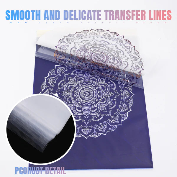OZER HD Tattoo Transfer Paper - Premium Transparent Template Paper Effortlessly Transfer Tattoos Compatible with Tattoo Supplies Suitable for Beginners and Professionals