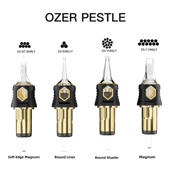OZER Professional Tattoo Cartridge Needles, 20-Pack Medical-grade disposable tattoo needles suitable for all tattooing procedures