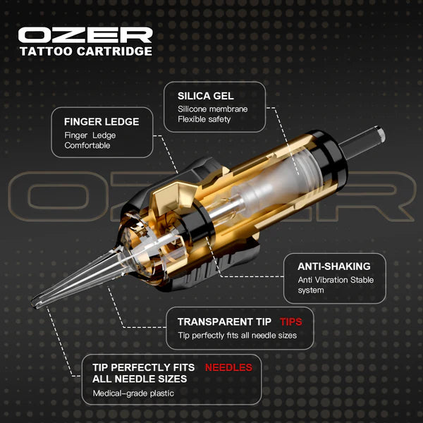 OZER Professional Tattoo Cartridge Needles, 20-Pack Medical-grade disposable tattoo needles suitable for all tattooing procedures