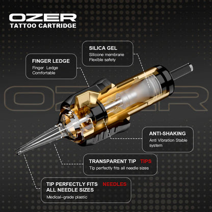 OZER Professional Tattoo Cartridge Needles, 20-Pack Medical-grade disposable tattoo needles suitable for all tattooing procedures