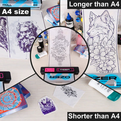 OZER Roll Paper Tattoo Transfer Paper 8.5Inch X 98.43Feet Roll Stencil Transfer Paper for Tattooing for Tattoo Artist