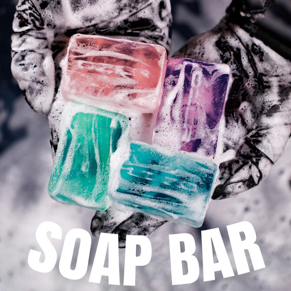 OZER Tattoo Care Soap Set - 5 Fragrances (Cucumber \ Clear Candy \ Blue Mint \ Pink Strawberry \ Purple Grape), 50g per bar, suitable for post-tattoo care and skin cleansing