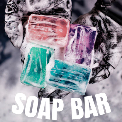 OZER Tattoo Care Soap Set - 5 Fragrances (Cucumber \ Clear Candy \ Blue Mint \ Pink Strawberry \ Purple Grape), 50g per bar, suitable for post-tattoo care and skin cleansing
