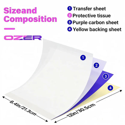 OZER Tattoo Transfer Paper 25 sheets or 100 sheets Optional tattoo template paper A4 size Thermal printer template paper For tattoo artists