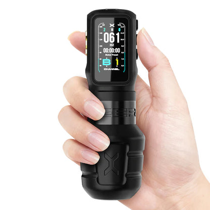 OZER Wireless Tattoo Pen Features a powerful motor and OLED multifunction display 3.5mm 4.2mm 5.0mm 3 fixed stroke lengths available Designed specifically for professional artists