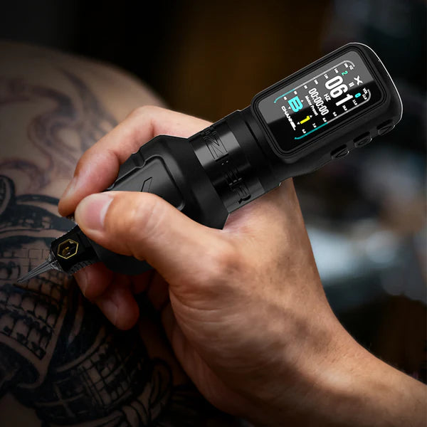 OZER Wireless Tattoo Pen Features a powerful motor and OLED multifunction display 3.5mm 4.2mm 5.0mm 3 fixed stroke lengths available Designed specifically for professional artists