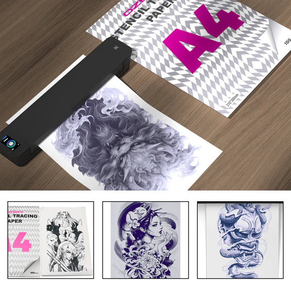 OZER X Dedicated Template Paper 100 Sheets of Premium Tattoo Transfer Paper A4-sized transfer paper for crisp designs, ideal for tattoo artists