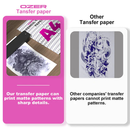 OZER X Dedicated Template Paper 100 Sheets of Premium Tattoo Transfer Paper A4-sized transfer paper for crisp designs, ideal for tattoo artists