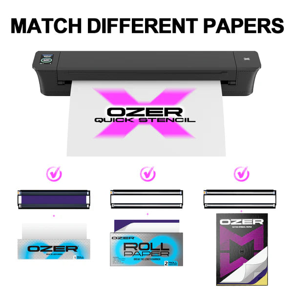 OZER X Tattoo Transfer Printer Wireless Thermal Tattoo Printer Portable Printer Ideal for Tattoo Artists and Beginners Compatible with Phones, Tablets, and Computers