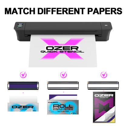 OZER X Tattoo Transfer Printer Wireless Thermal Tattoo Printer Portable Printer Ideal for Tattoo Artists and Beginners Compatible with Phones, Tablets, and Computers