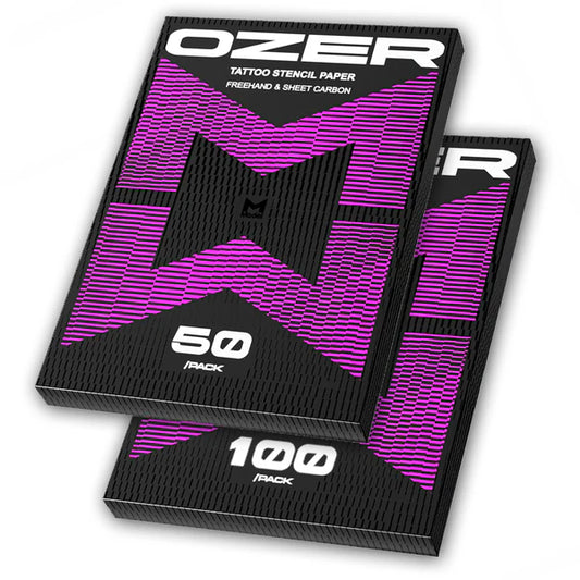 OZER Tattoo Transfer Paper 50 or 100 sheets available Professional-grade thermal transfer paper Easy to use Four-layer construction A4 size Tattoo-specific template paper