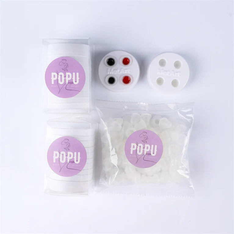 POPU Disposable Soft Silicone Ink Cups & Disposable Ink Cup Holder