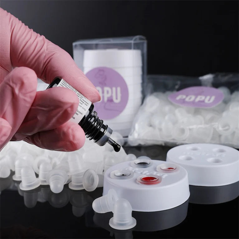 POPU Disposable Soft Silicone Ink Cups & Disposable Ink Cup Holder