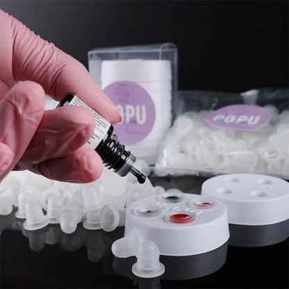 POPU Disposable Soft Silicone Ink Cups & Disposable Ink Cup Holder
