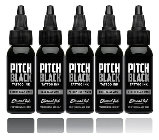 Eternal Ink — Pick Size—Pitch Black Gray Wash Set of 5